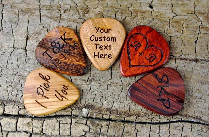 Engraved Wooden Guitar Pick