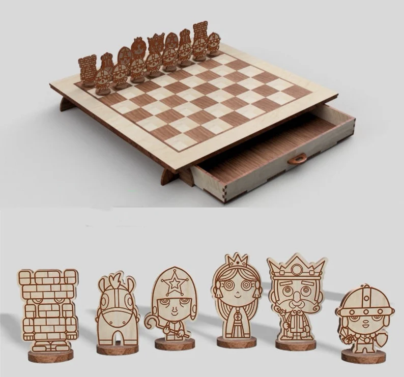 Laser Cut Wooden Chess Board