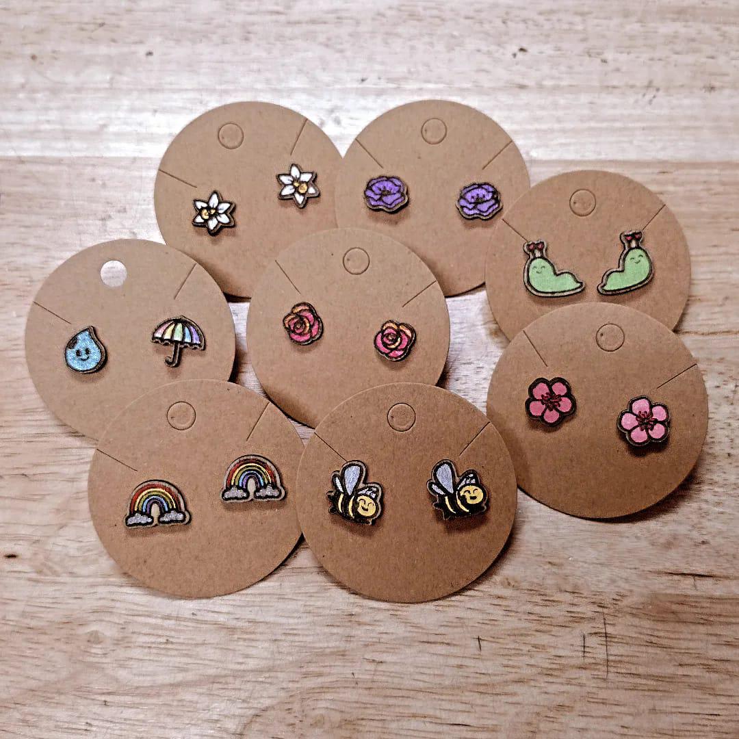 painted wood earings