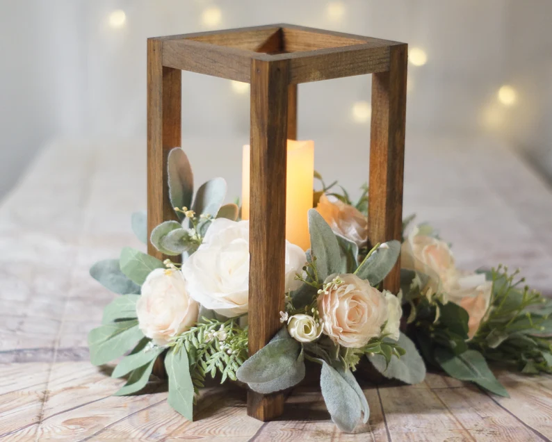 Rustic Wooden Wedding Lantern Centerpieces