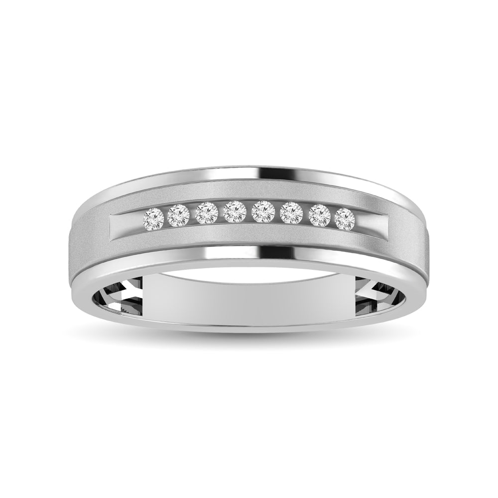 Mens 1/10 ctw Diamond Band in 10K White Gold