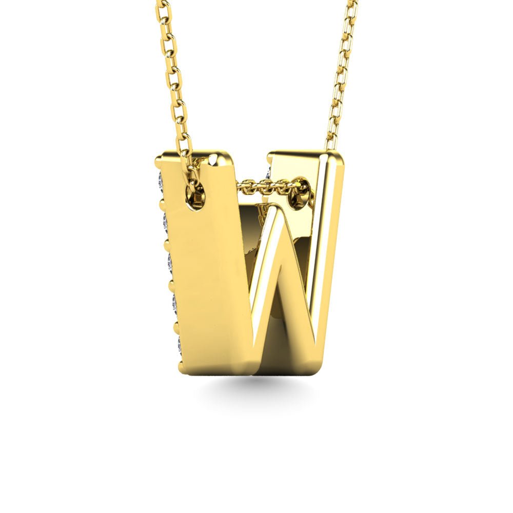 Diamond 1/6 Ct.Tw. Letter W Pendant in 14K Yellow Gold