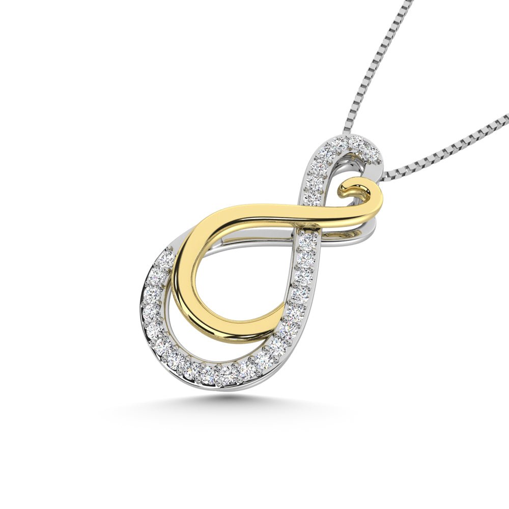 Diamond Accent Fashion Pendant in Sterling Silver and 10K Yellow Gold
