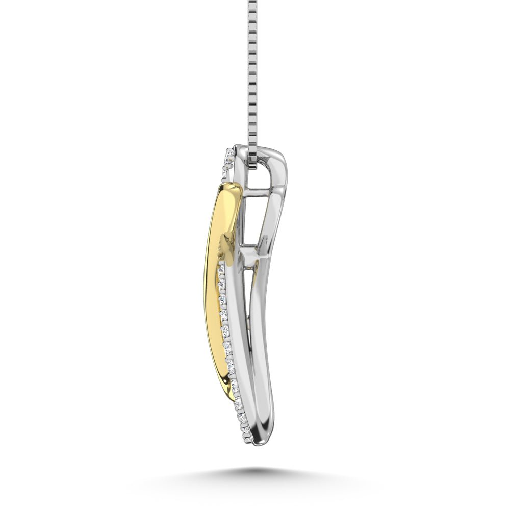 Diamond Accent Fashion Pendant in Sterling Silver and 10K Yellow Gold