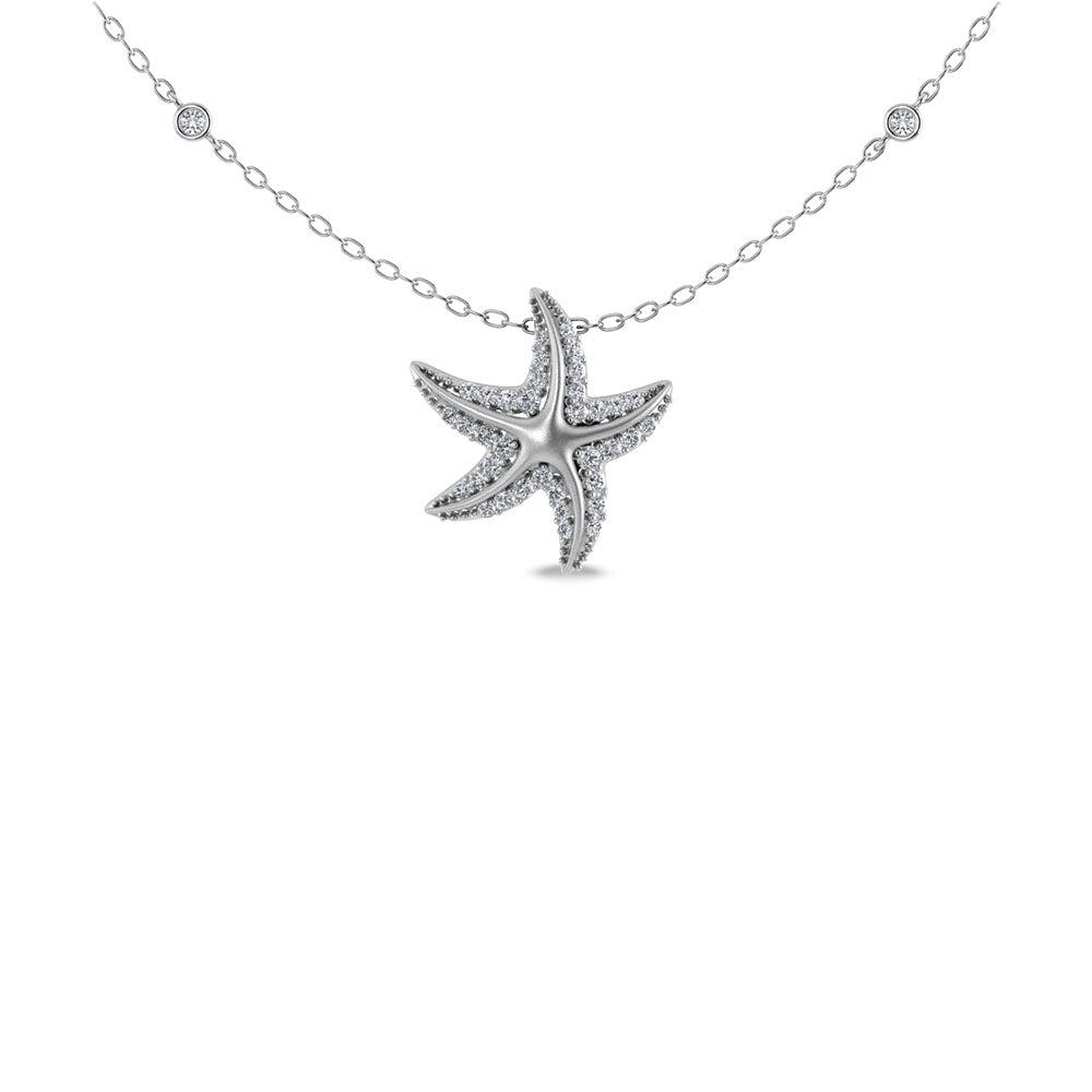 14K White Gold Diamond 1/4 Ct.Tw. Starfish Pendant