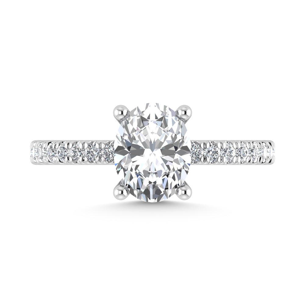 14K White Gold Lab Grown Diamond 2 3/8 Ct.Tw. Hidden Halo Engagement Ring (Center Oval)