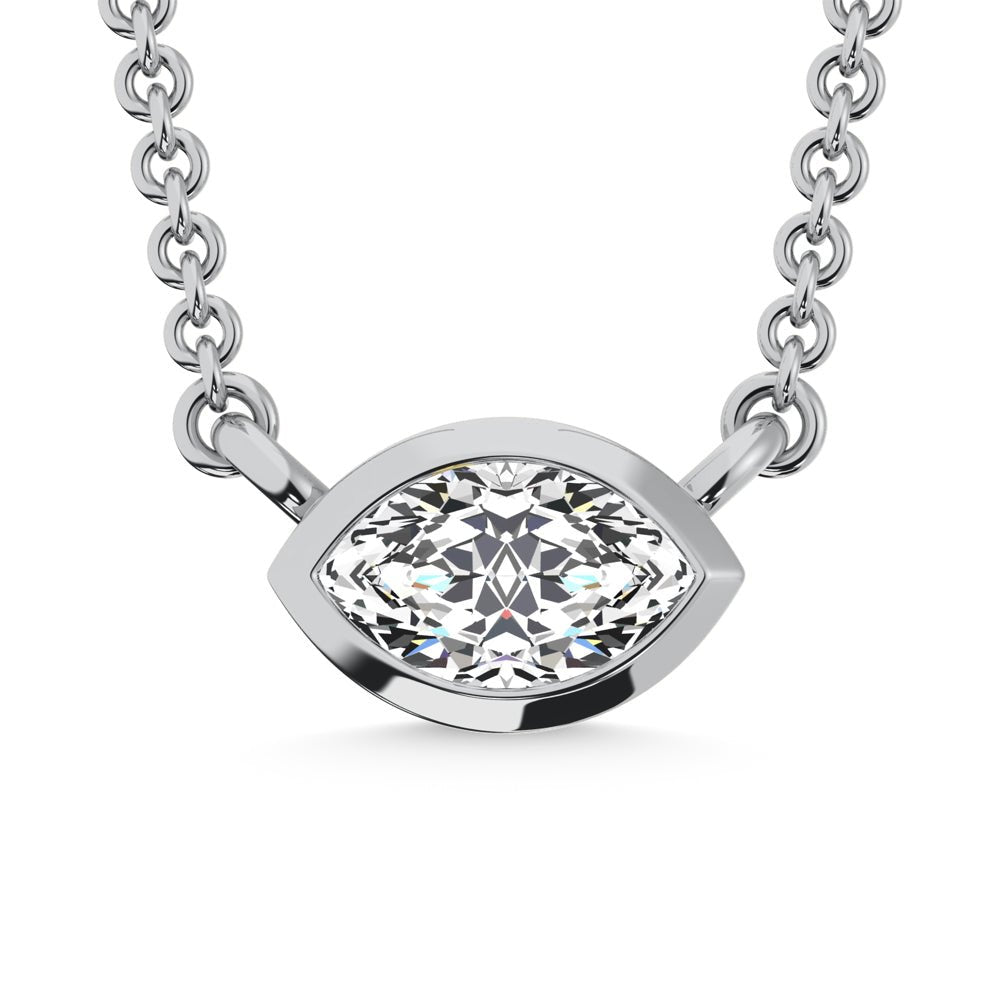 10K White Gold Lab Grown Diamond 1/6 Ct.Tw. Marquise Shape Fashion Necklace