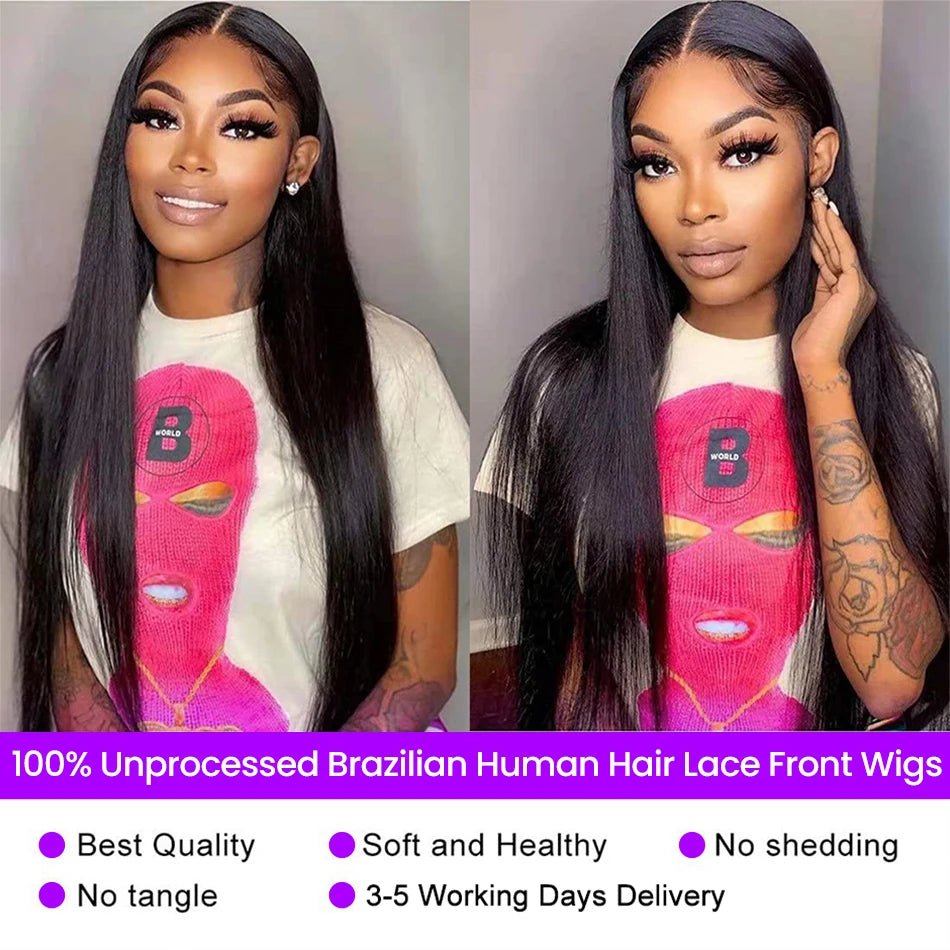 13x6 Straight Lace Front Wigs 32 Inches HD Transparent Lace Frontal Wig Remy Malaysian13x4 Straight Human Hair Wigs For Women