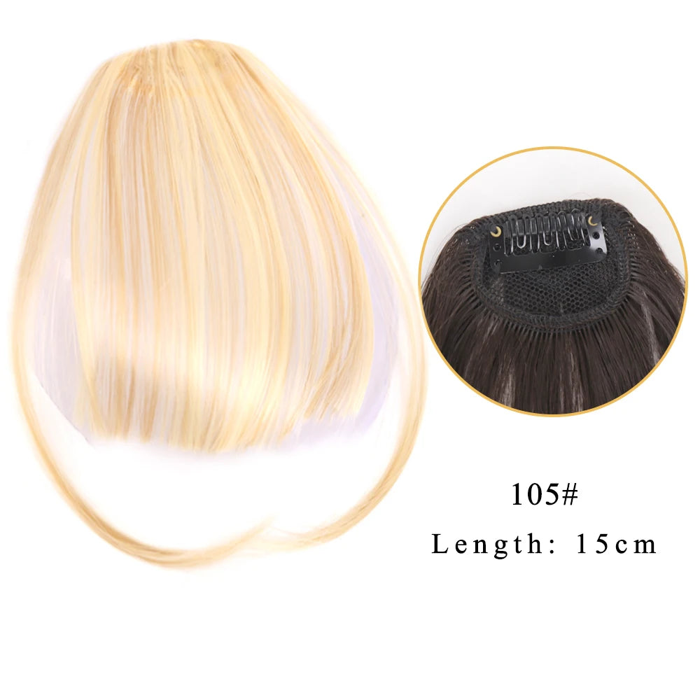WEILAI Clip in Hair Bangs Extension Hairpiece Synthetic Natural Fake Bang Hair Piece Air Bangs Clip on Bangs Black Brown