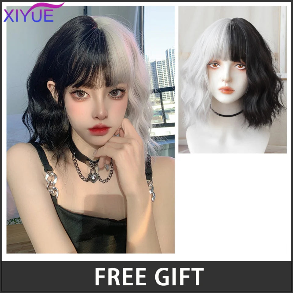 XIYUE Long Straight Black Wig With Bang Synthetic Wigs for Women Heat Resistant Natural Hair for Daily Halloween Cosplay Party