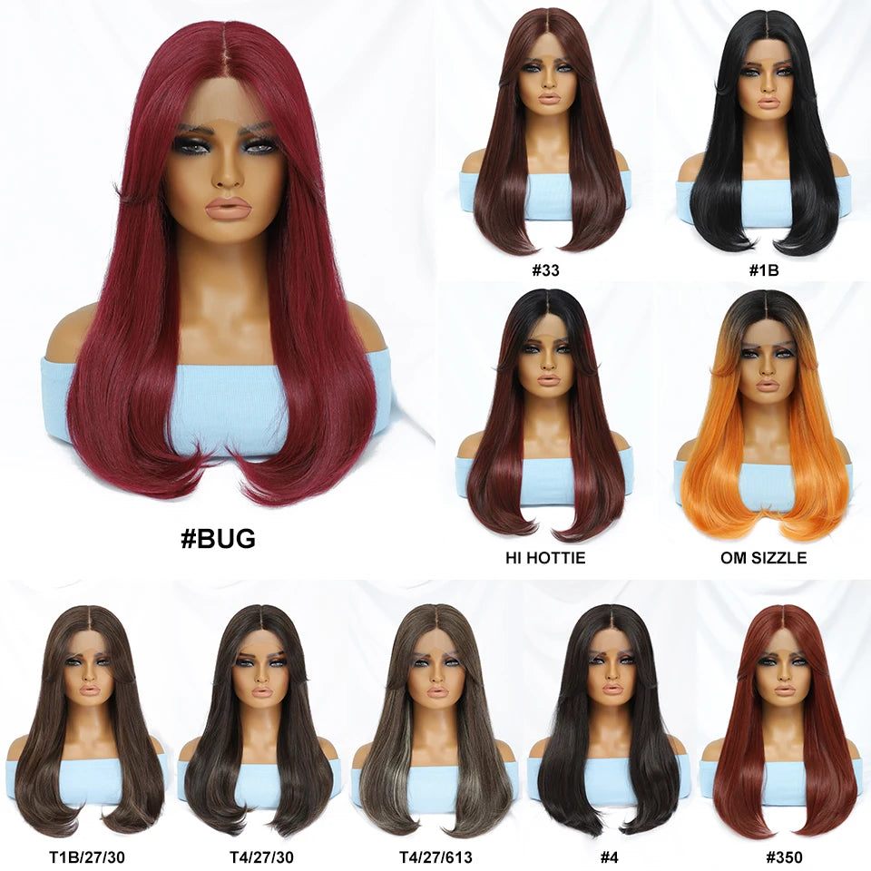 Synthetic Lace Front Wigs Long Straight Blonde Natural Ombre Orange Glueless Cosplay Lace Wig With Baby Hair For Black Women