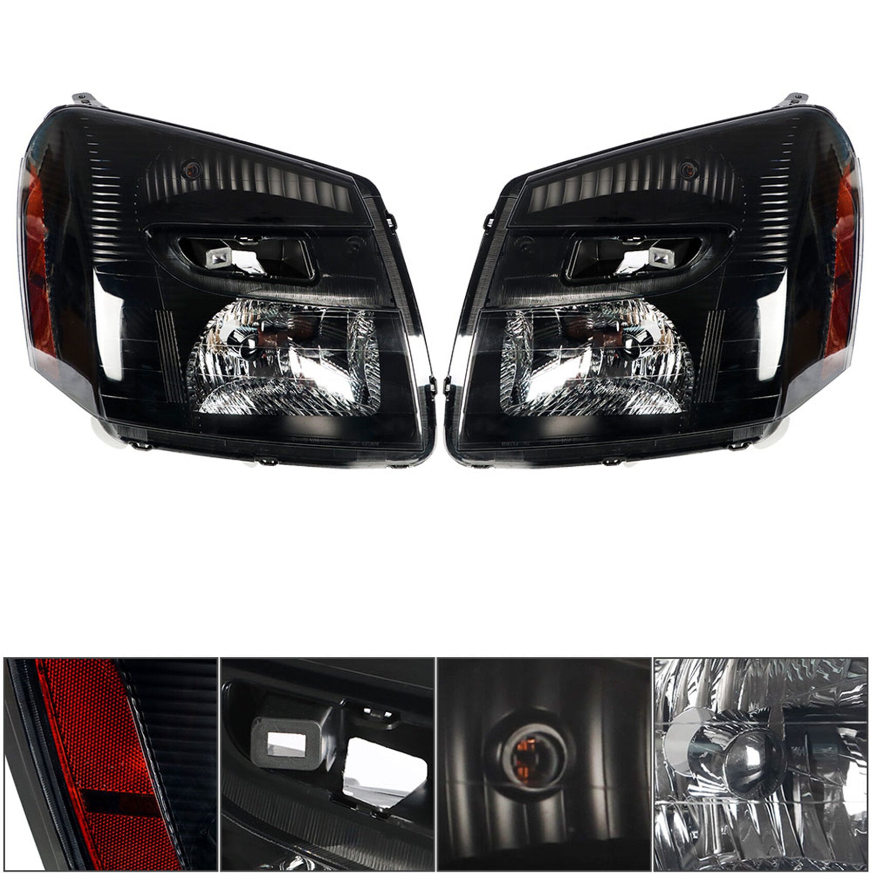 munirater Black Halogen Headlights Assembly Driver & Passenger Side Replacement for 2005-2009 Equinox Left & Right