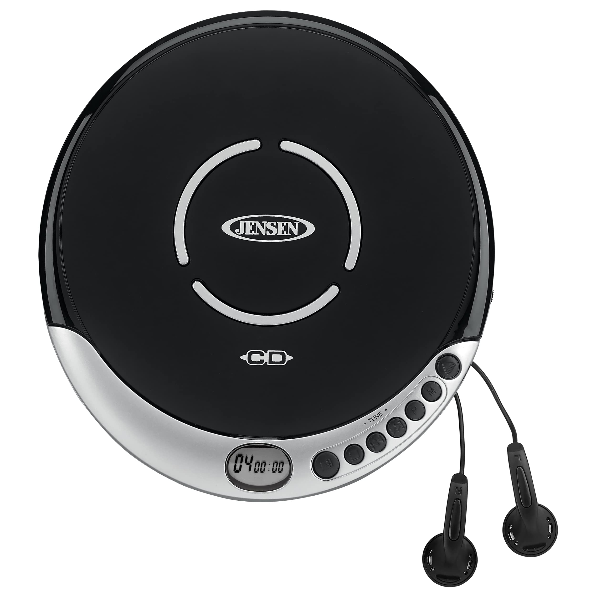 Jensen Portable CD Player with Bass Boost, Silver, JENCD60R