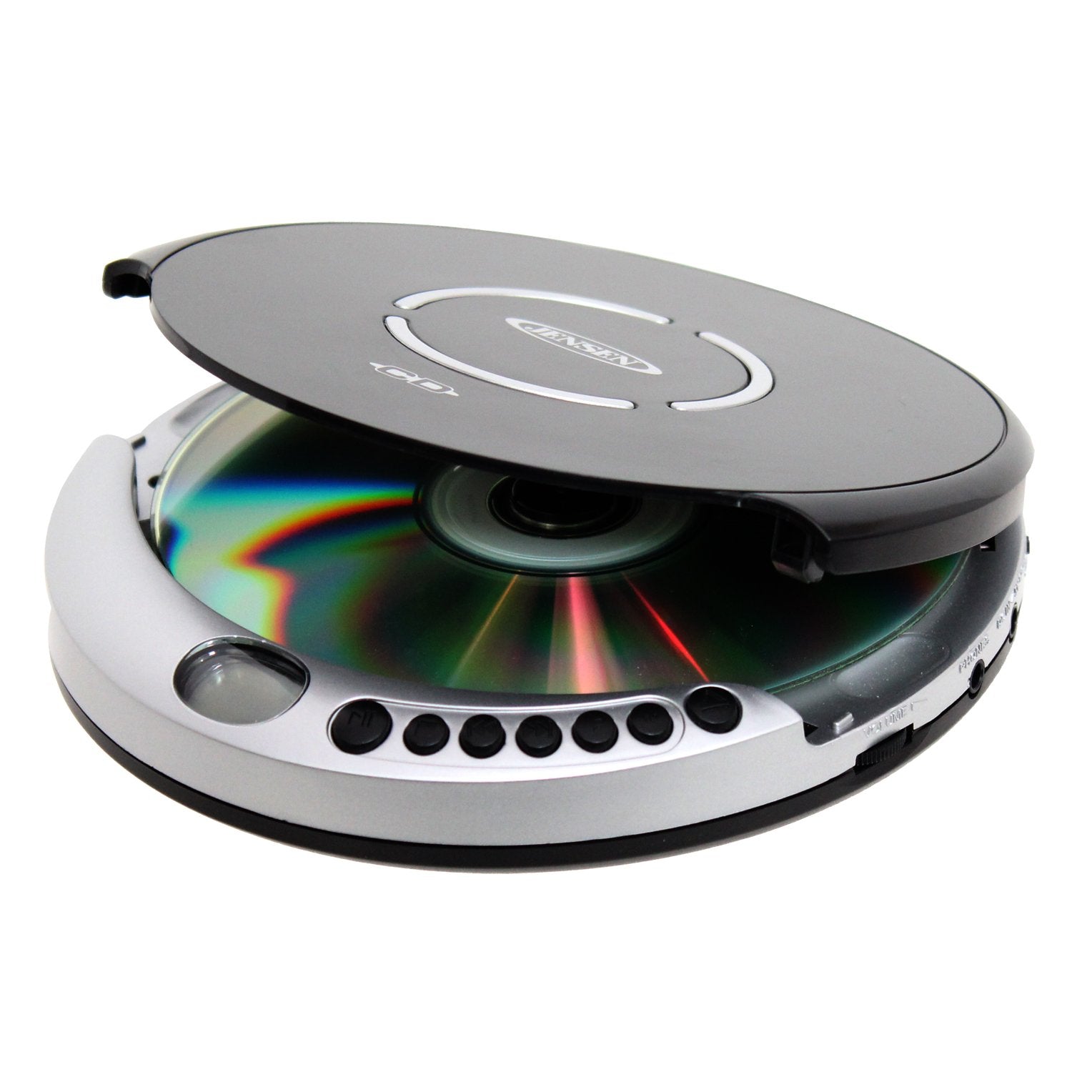 Jensen Portable CD Player with Bass Boost, Silver, JENCD60R