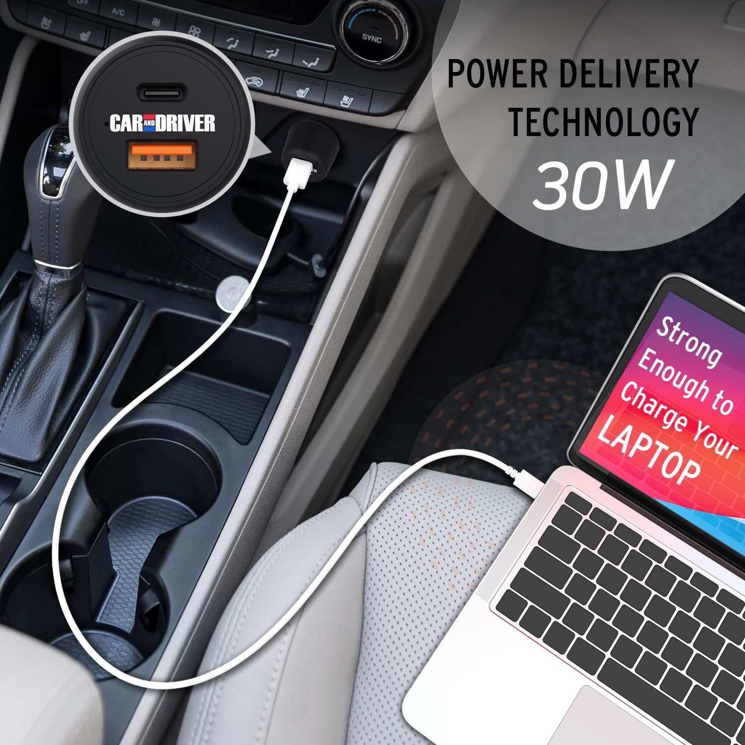 Car and Driver USB-C 48W Car Charger Adapter w/Fast Power Delivery
