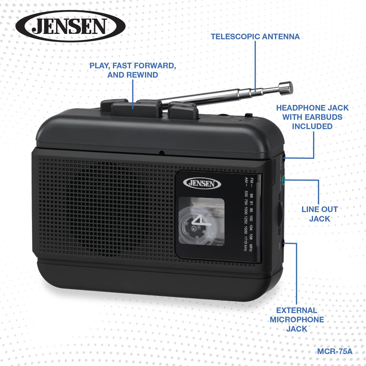 Jensen? Personal Cassette Player/Recorder with AM/FM Radio