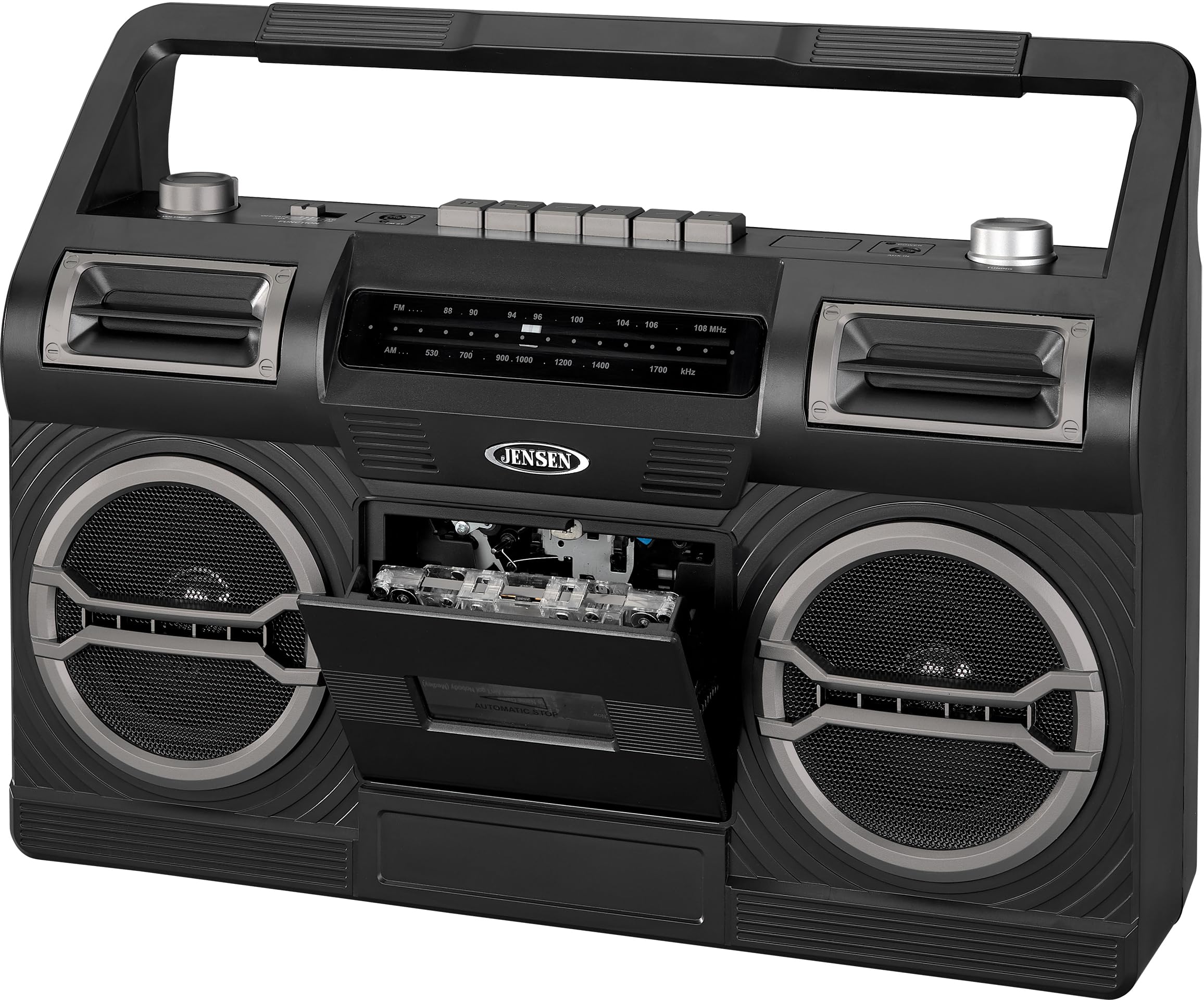 Jensen MCR-500 Portable AM/FM Radio with Cassette Player/Recorder and Built-in Speaker