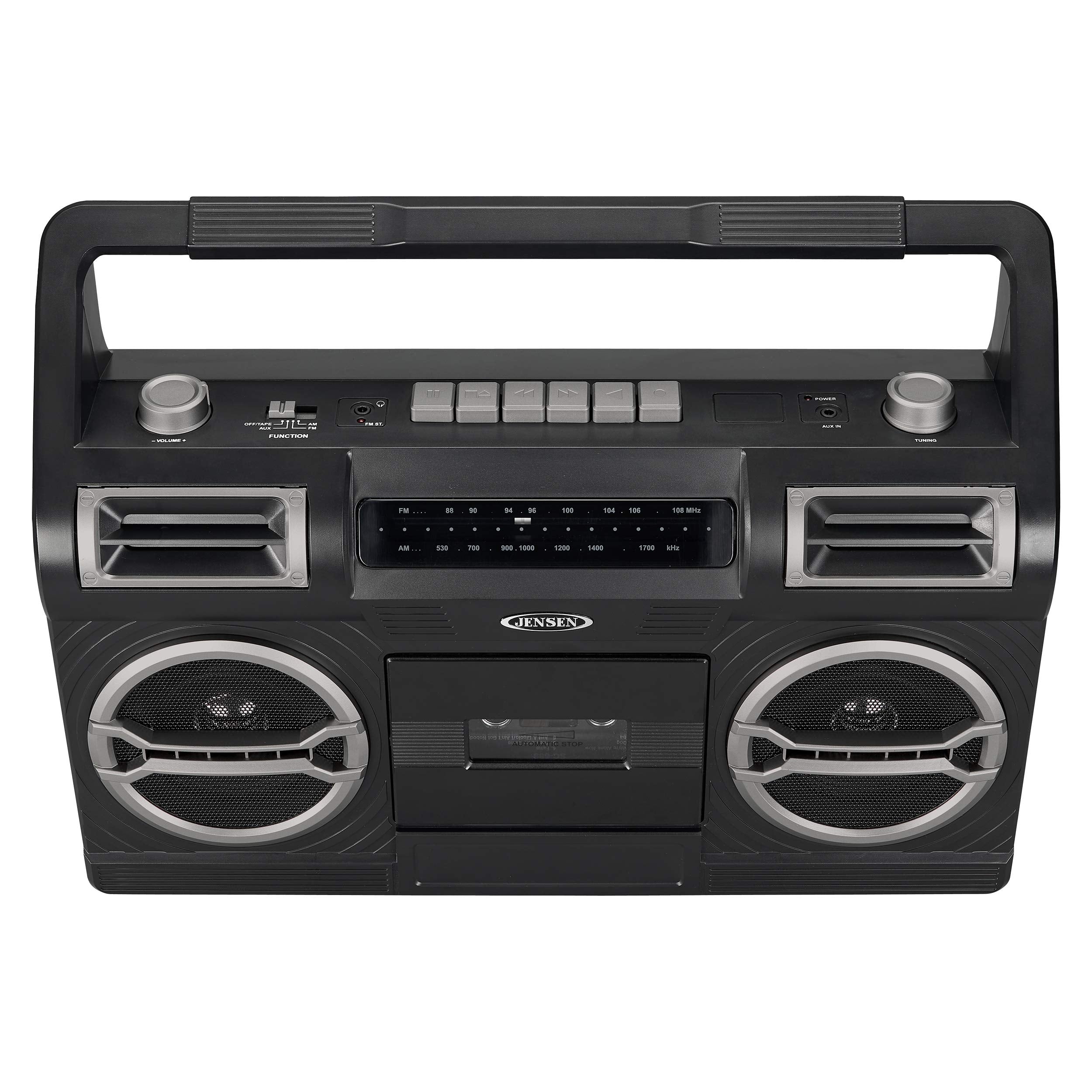 Jensen MCR-500 Portable AM/FM Radio with Cassette Player/Recorder and Built-in Speaker