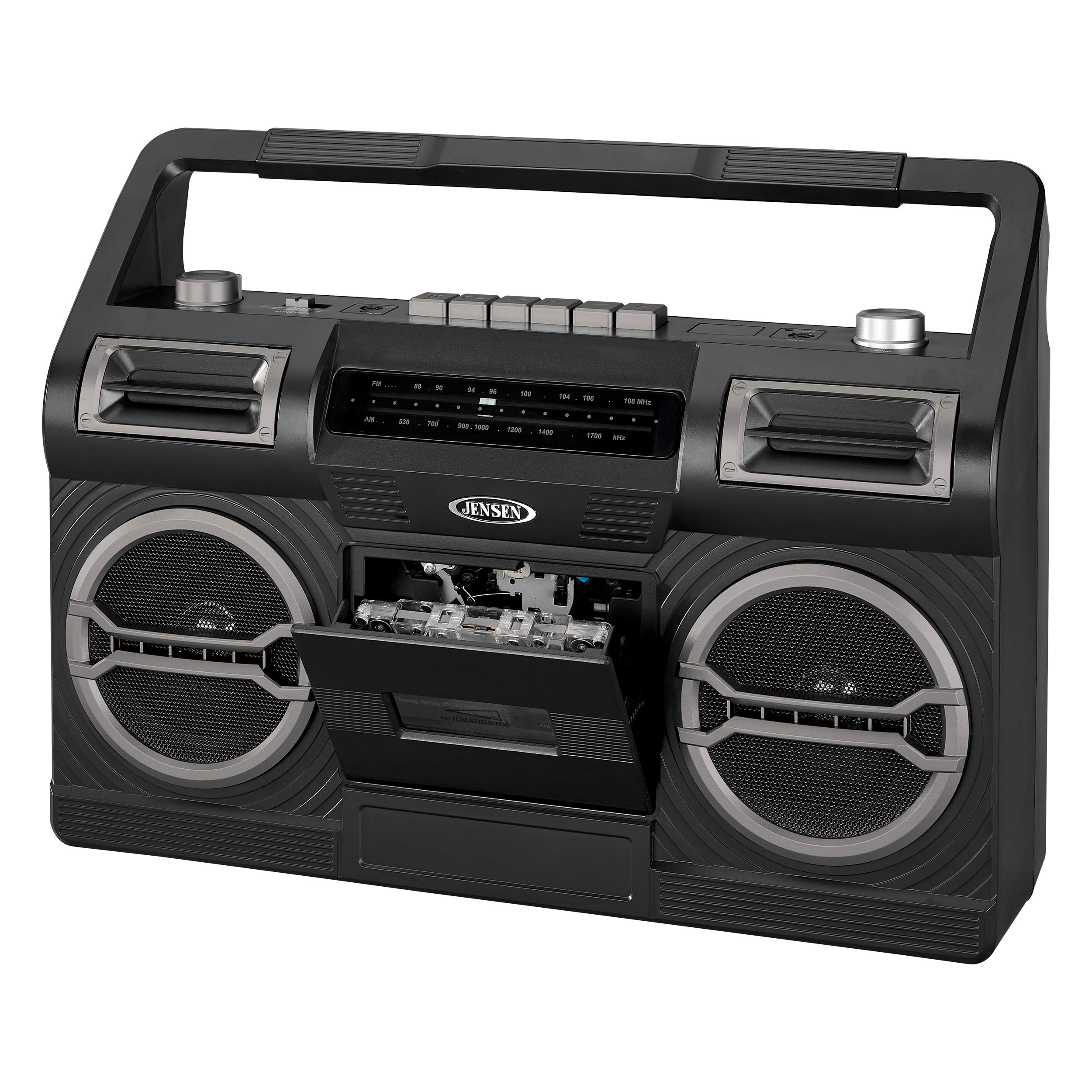 Jensen MCR-500 Portable AM/FM Radio with Cassette Player/Recorder and Built-in Speaker