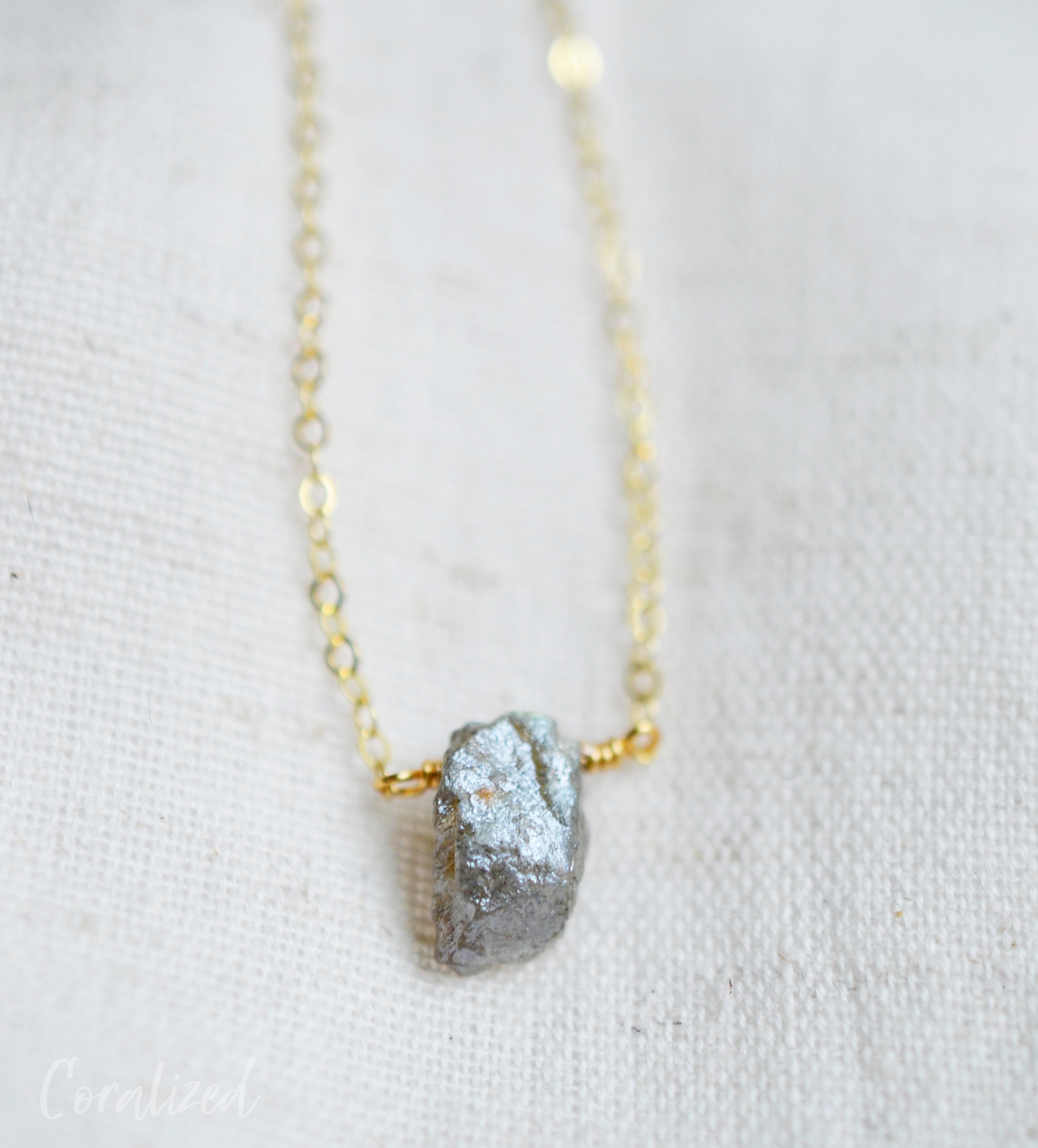 Raw Labradorite Drop Necklace