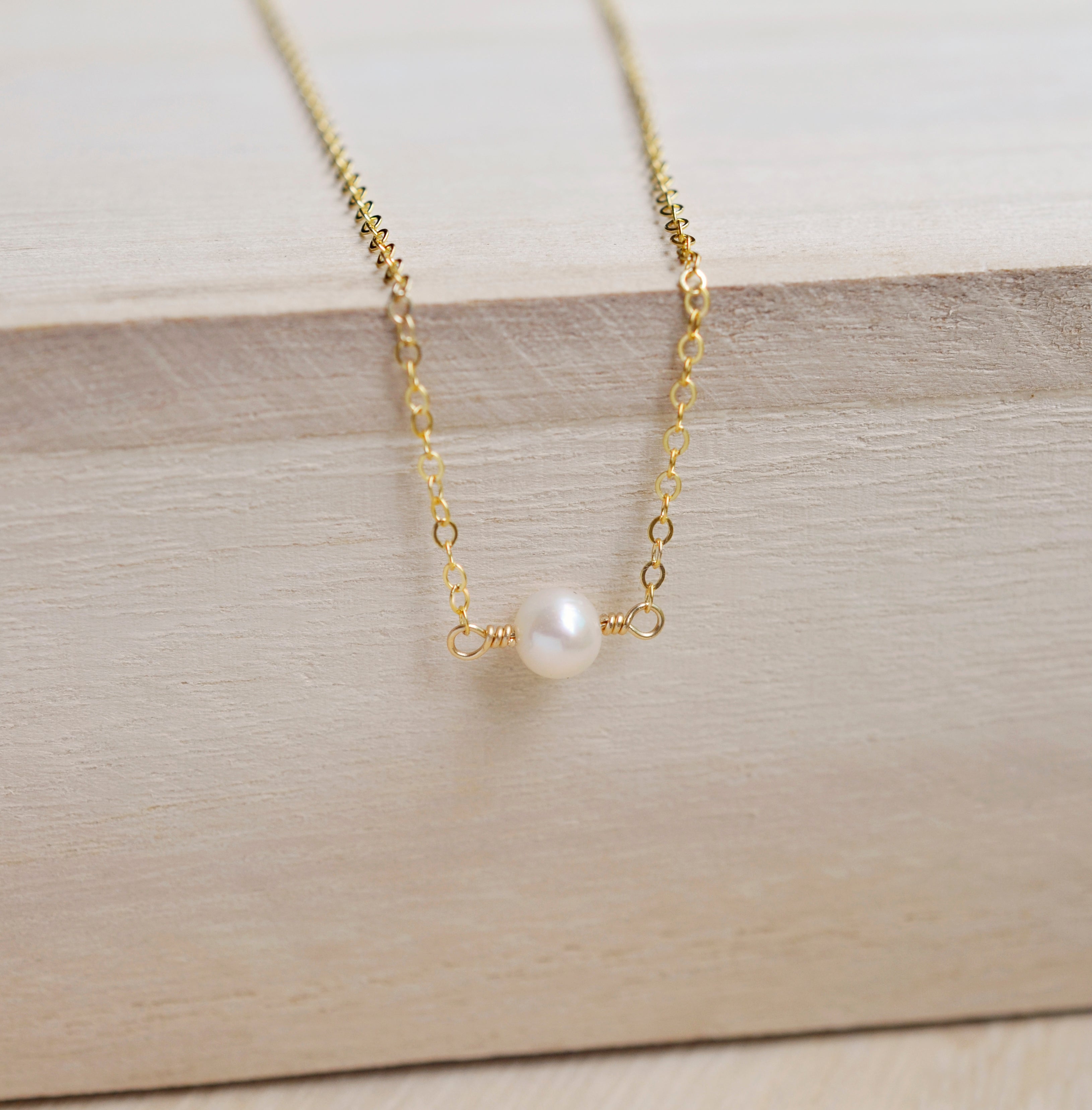 Small Round White Freshwater Pearl Necklace