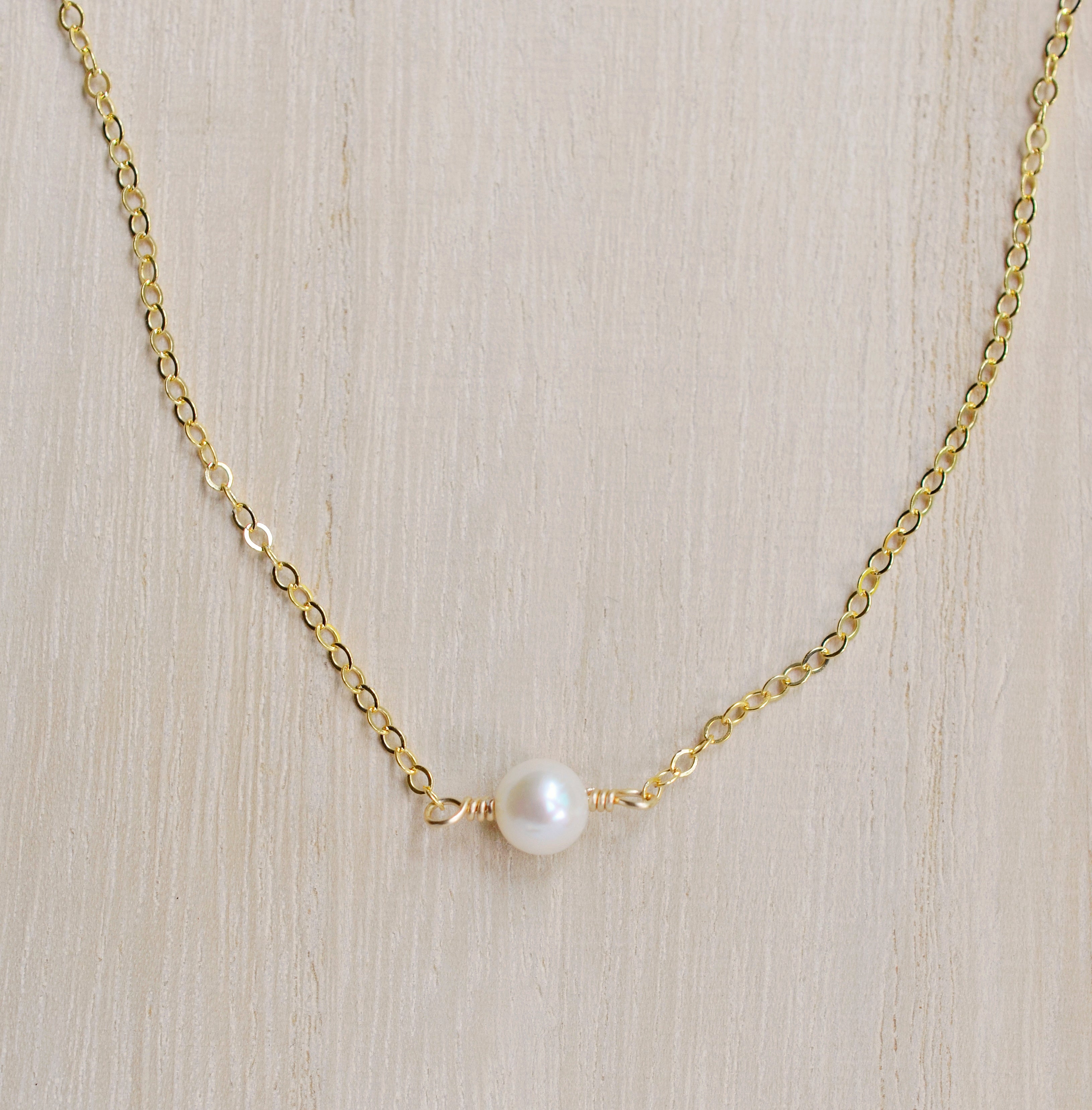 Small Round White Freshwater Pearl Necklace