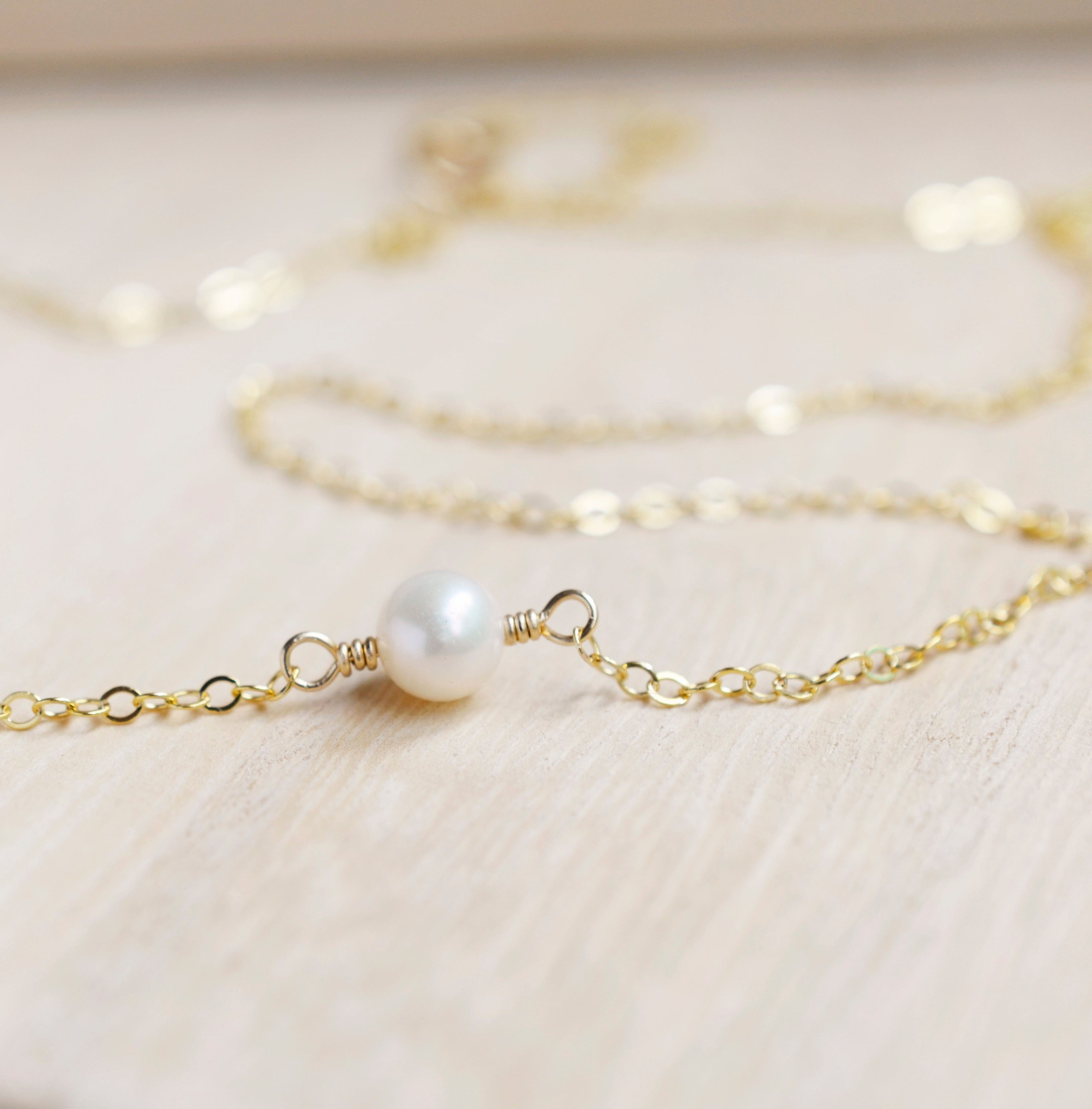 Small Round White Freshwater Pearl Necklace