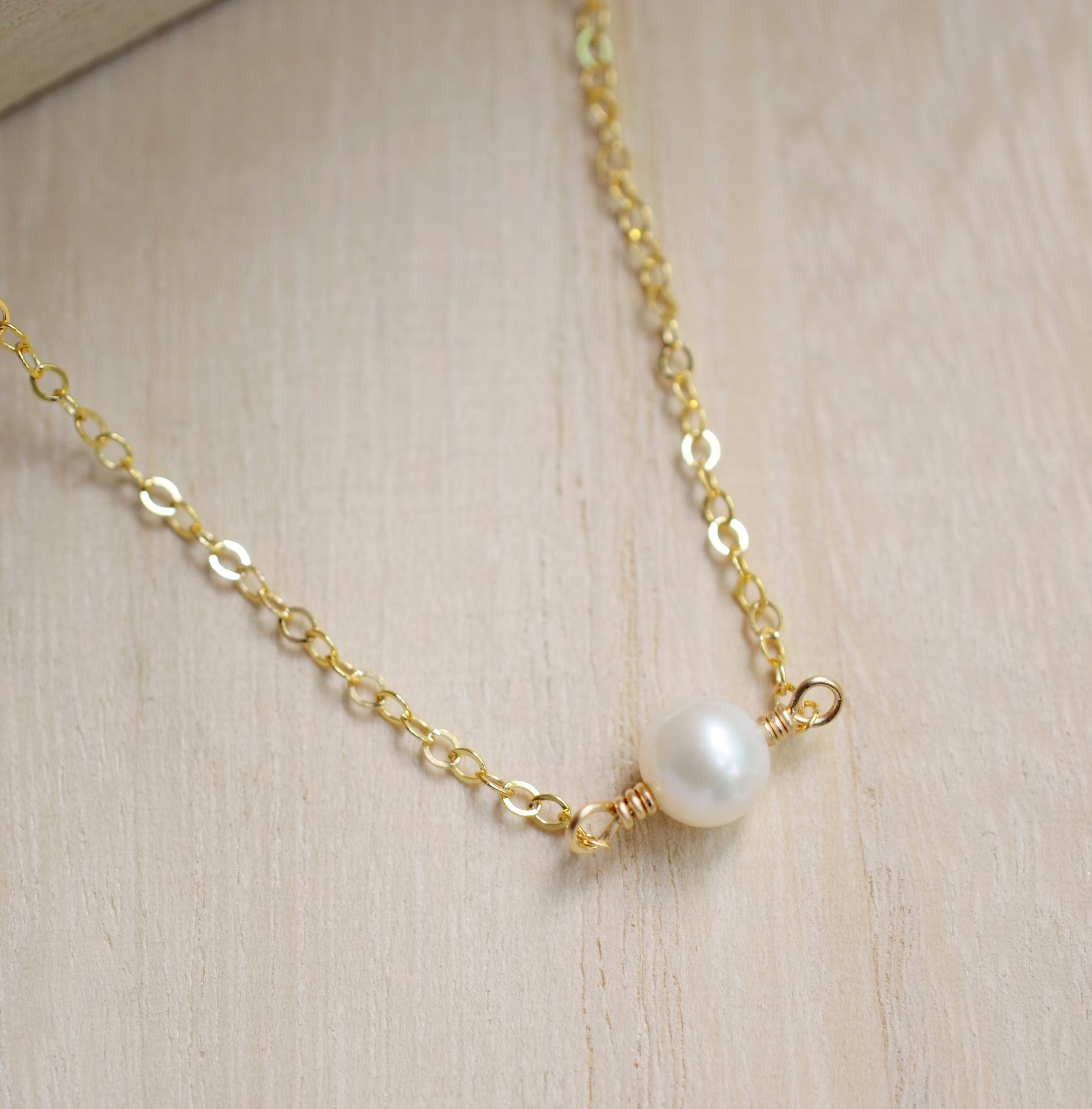 Small Round White Freshwater Pearl Necklace
