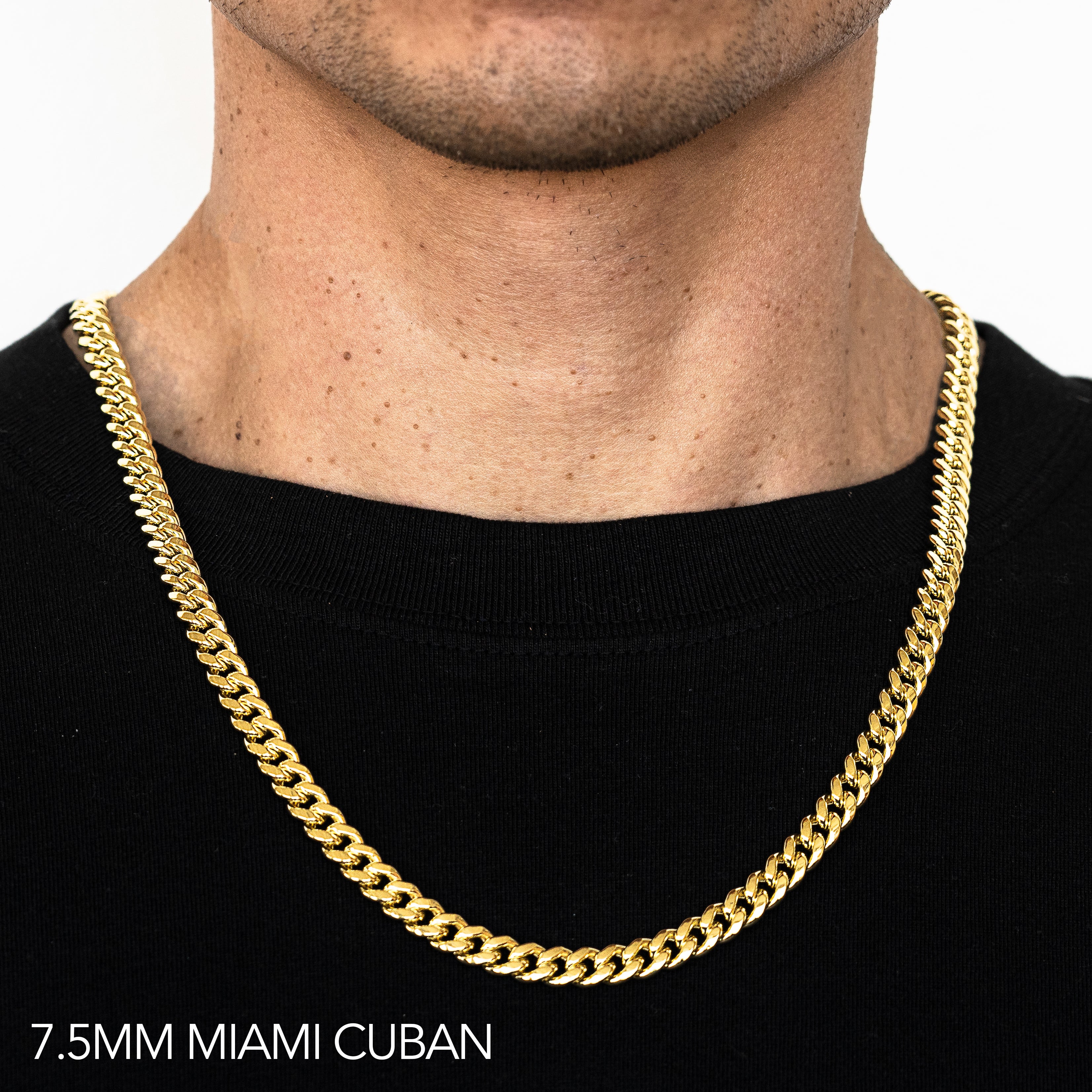 14K 7.5MM YELLOW GOLD HOLLOW MIAMI CUBAN 28