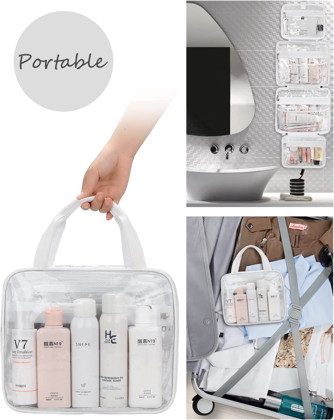Clear Travel Toiletry Bag with Detachable TSA Approved