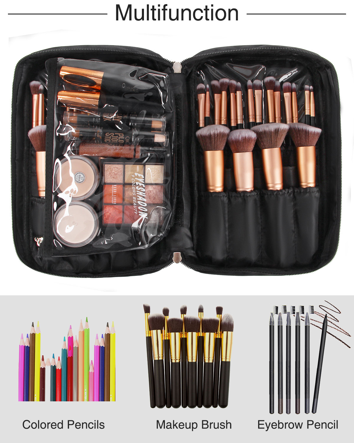 25pcs Black Makeup Brush Bag