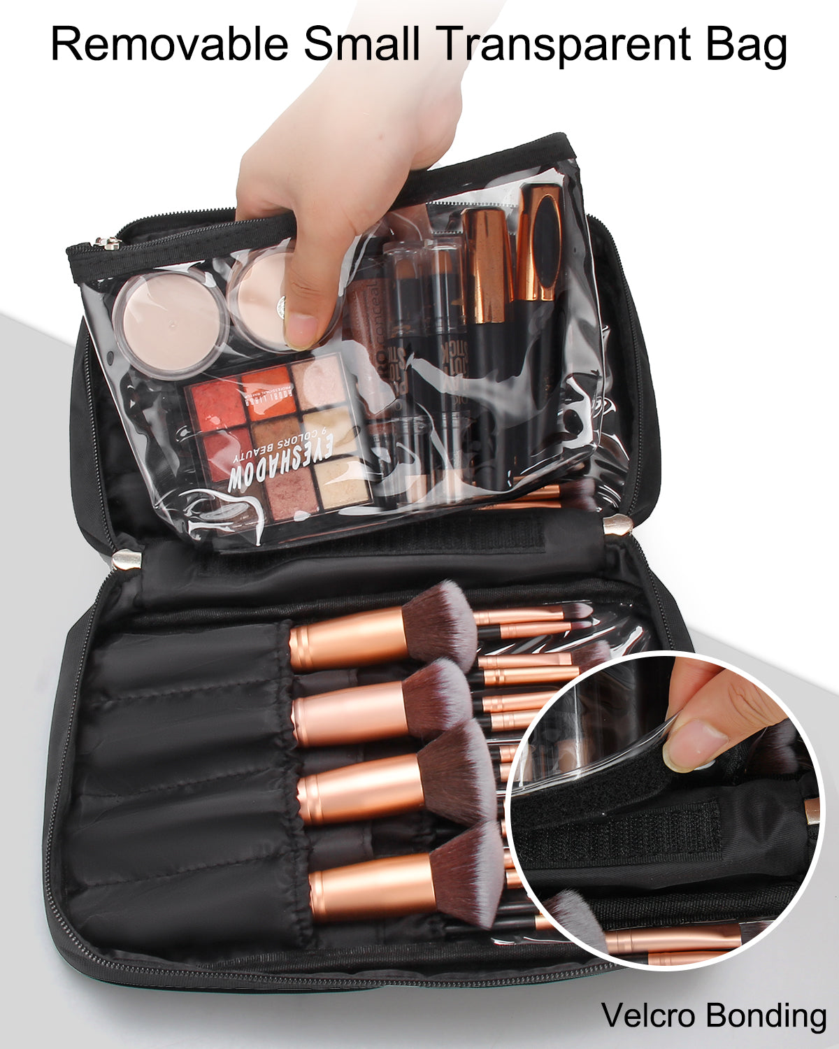 25pcs Black Makeup Brush Bag