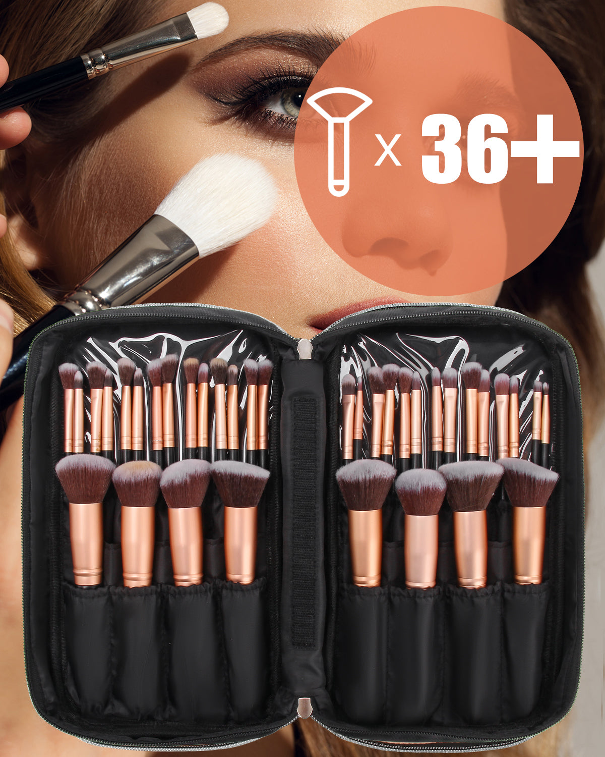 25pcs Black Makeup Brush Bag