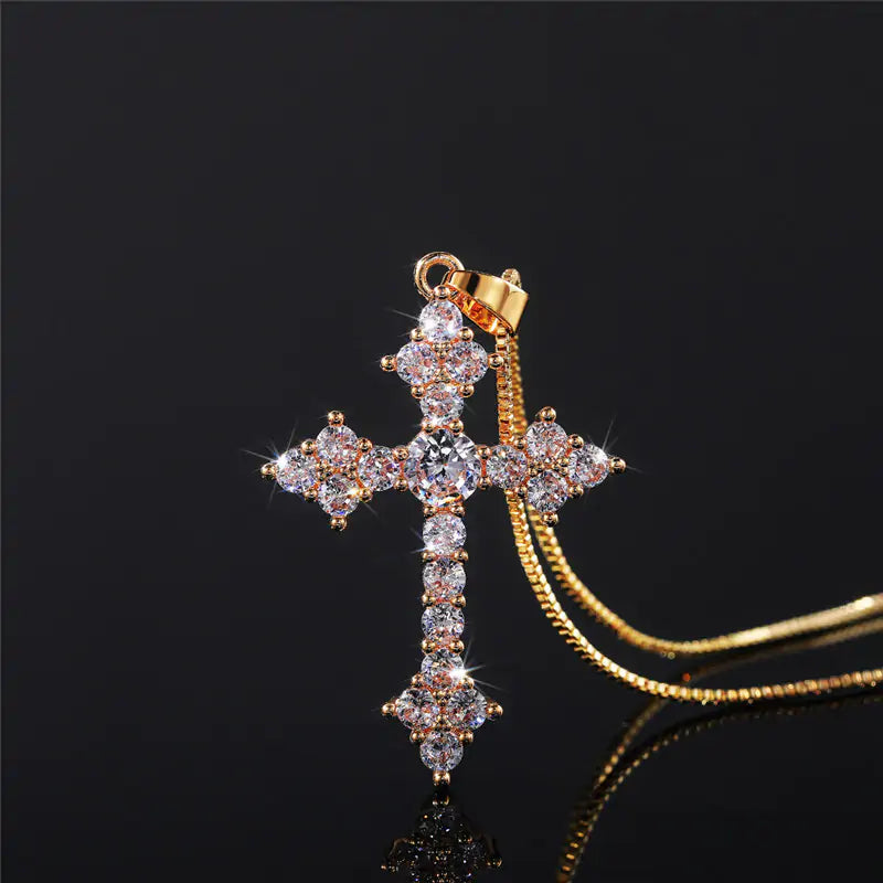Baroque Cross Zirconia Necklace