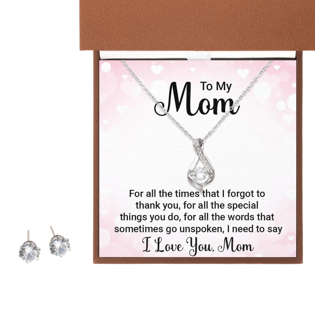 Ribbon Necklace Earring Set for Mom