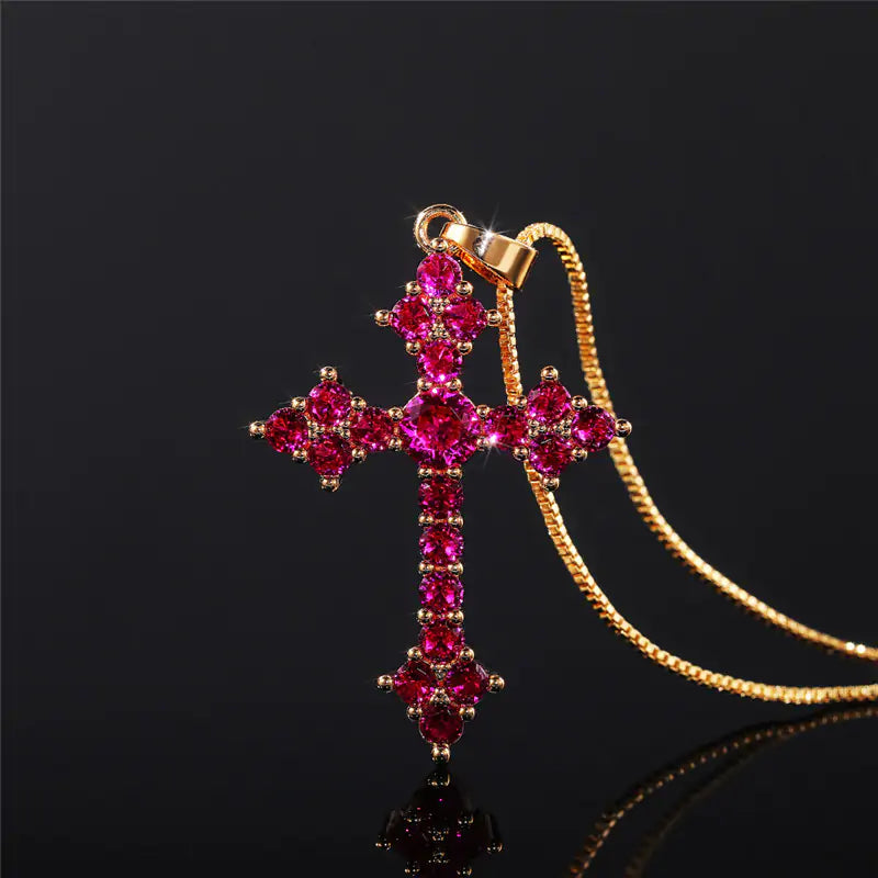 Baroque Cross Zirconia Necklace
