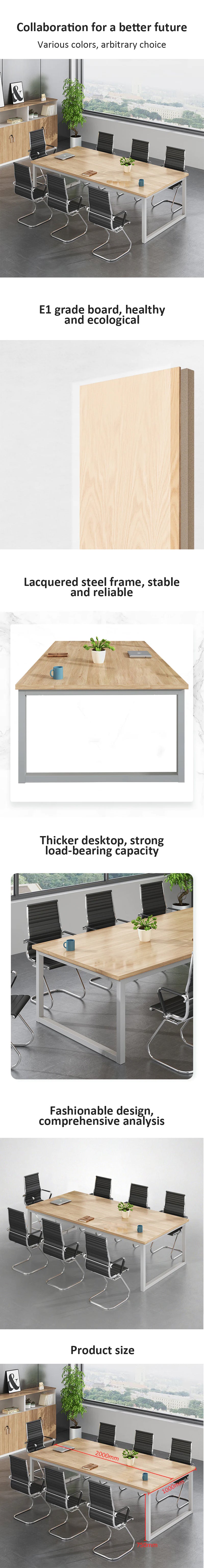 Simple Wood Colored Rectangular Staff Table Conference Table – Tomo