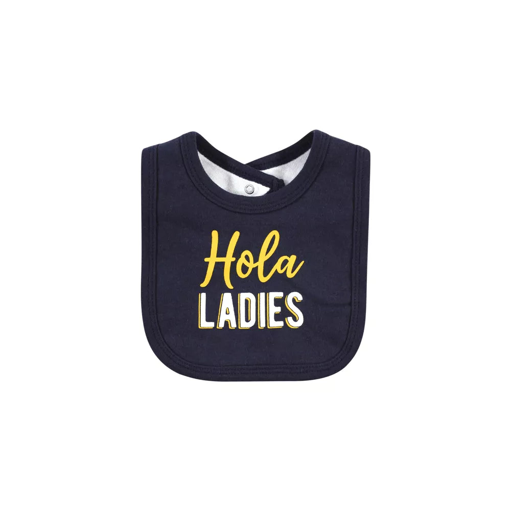 Hudson Baby Cotton Bodysuit, Pant and Bib Set, Hola Ladies