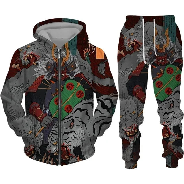 Ali New Vintage Golf Dragon Zipper Hoodie Men Tennis Tracksuit Y2k 3D Printed Casual Sweatshirt Set Hip Hop Streetwear Clothing