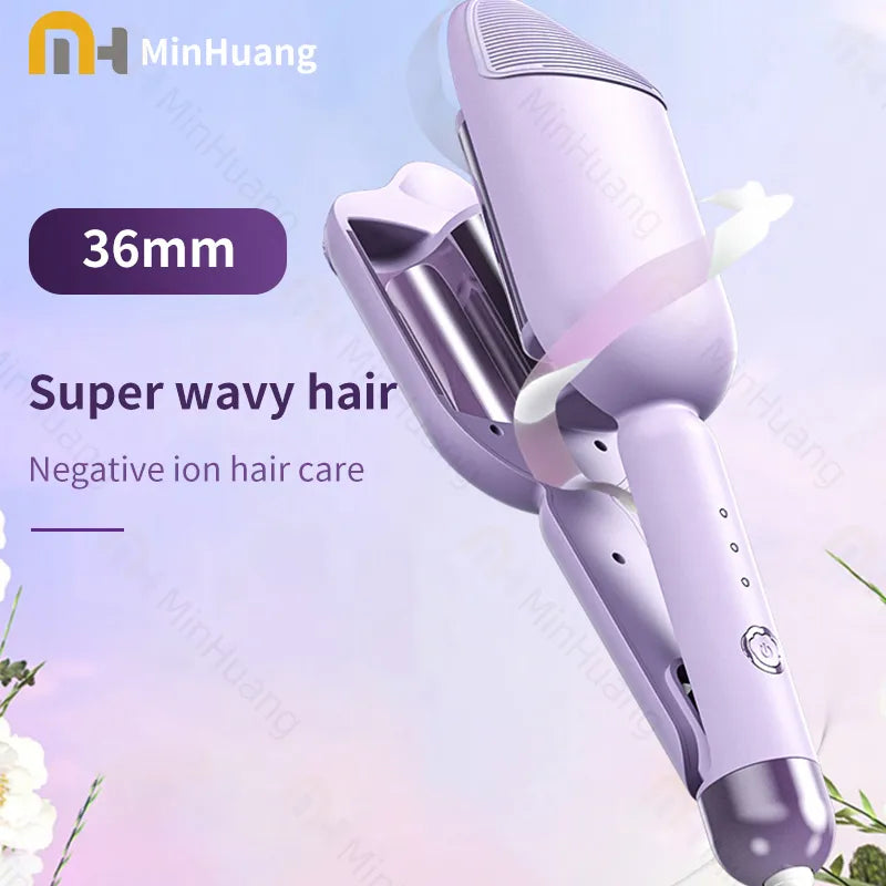 Ali Styling Tools New 36mm Wavy Hair Curlers Curling Iron Wave Volumizing Hair Lasting Styling Tools Egg Roll Head Waver Styler Wand Curling Irons
