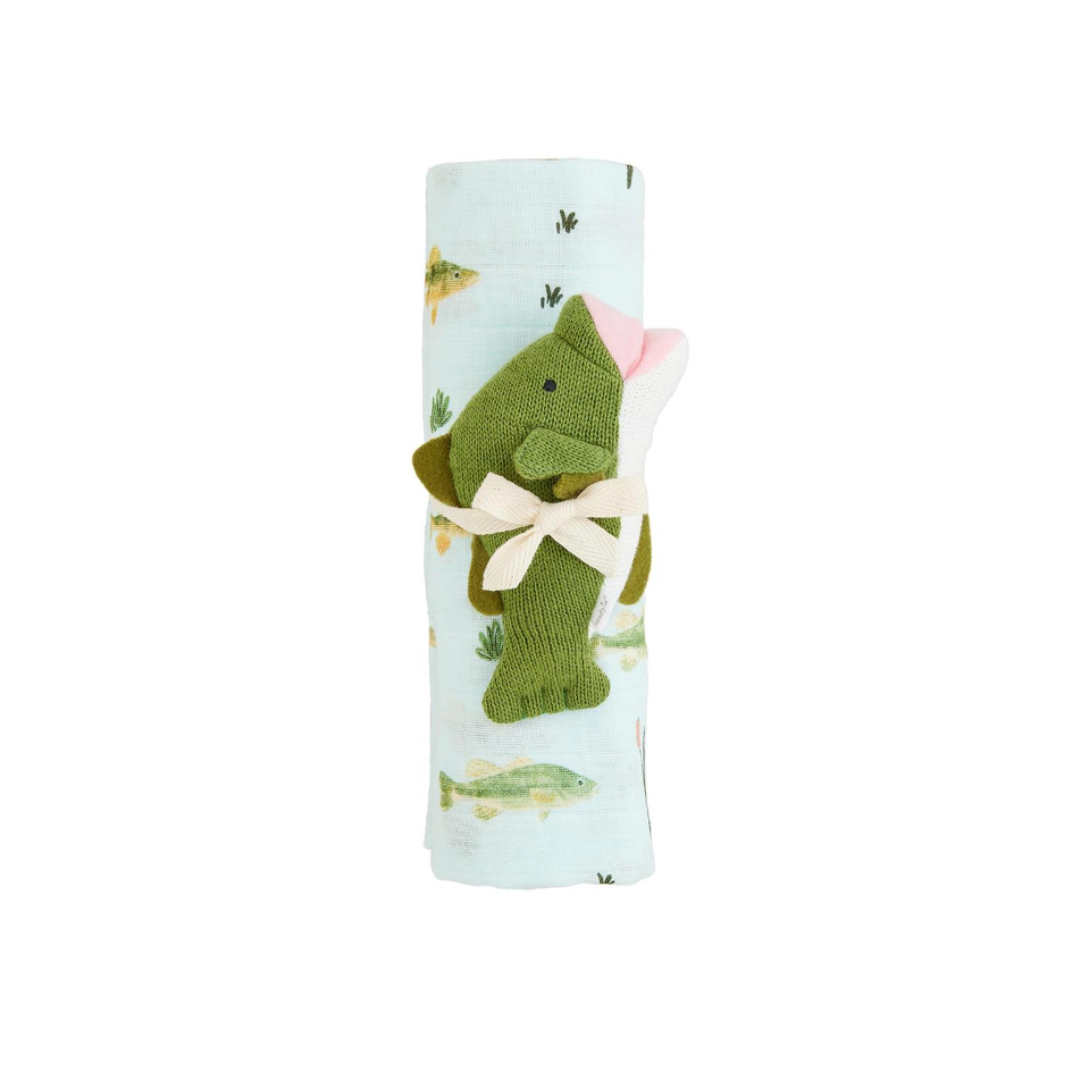 Golf/fish swaddle rattle set