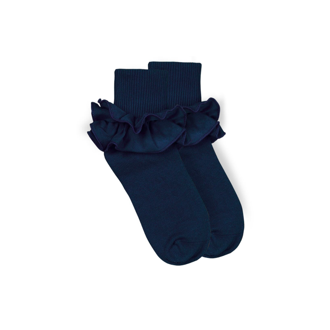 Navy Ruffle Socks