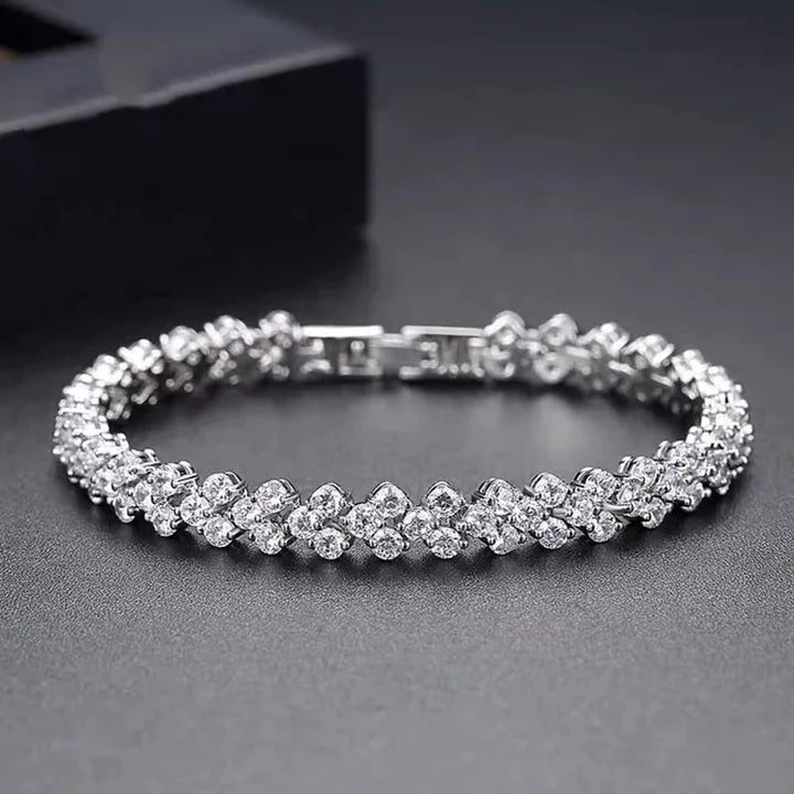 Exquisite Tennis Bracelet In Sterling Silver