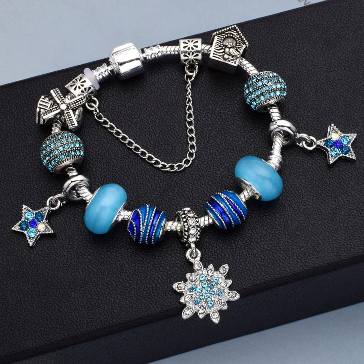 Vintage Snowflake Dangle Charm Bracelet