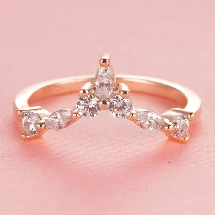 Rose Golden Round & Marquise Cut Stackable Ring
