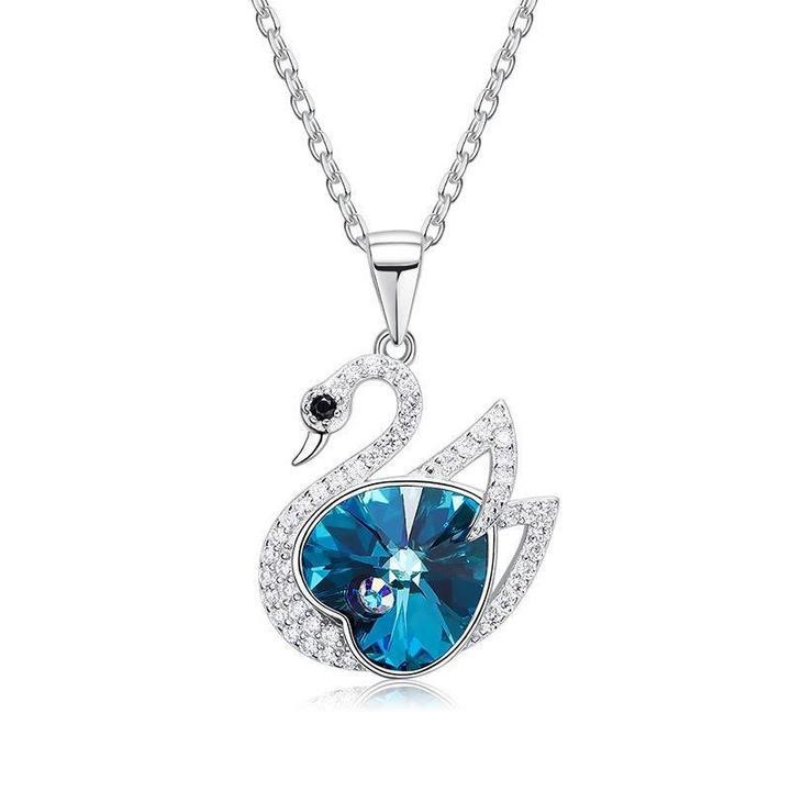 Swan Pendant Necklace With Heart Stone