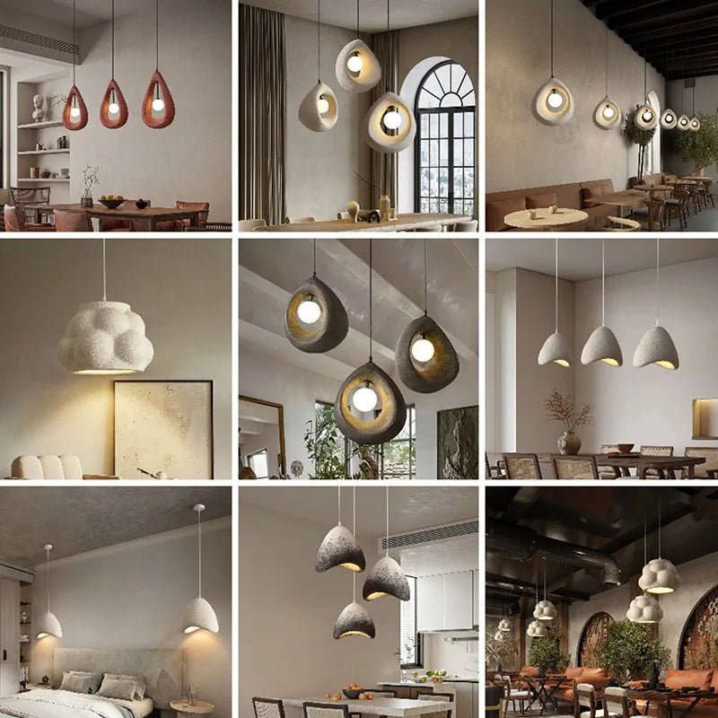 Nordic Dining Room Wabi Sabi Pendant Lights  Led Hanging Lighting Minimalism Suspend Bedroom Home Decor Indoor Lamps fixtures