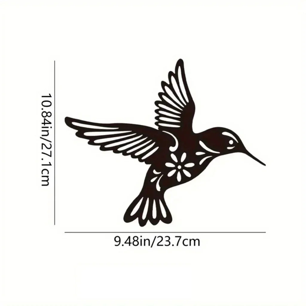 1pc Metal Hummingbird Home Art Decor Hollow Out Iron Bird Sculpture Waterproof Wall Hanging Silhouettes Figurines Garden Decor w