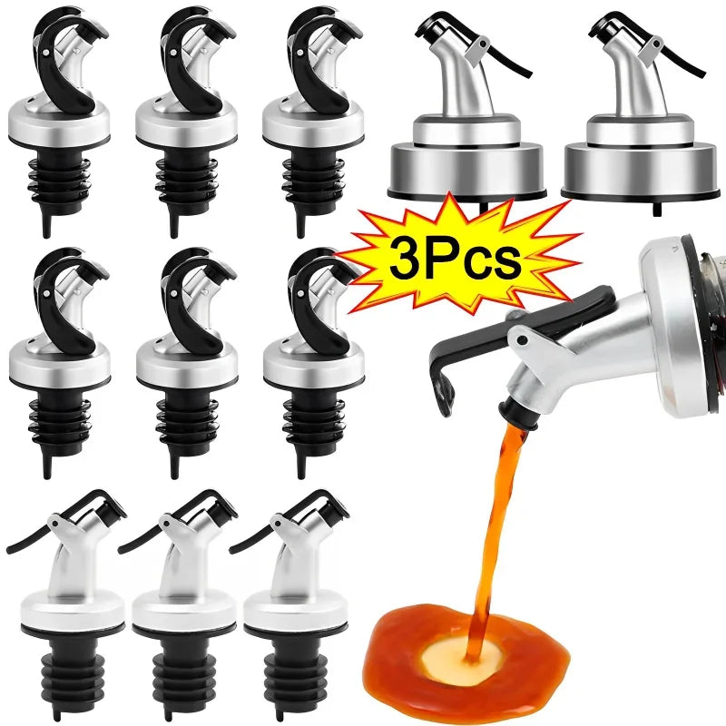 3/2/1Pcs Wine Stopper Leak-proof Oil Bottle Stopper Cap Wine Dispenser Olive Oil Pourers Sprayer Nozzle Kitchen Bar Accessories