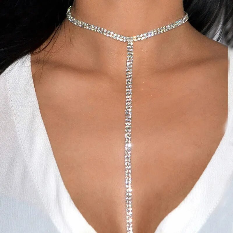 Full Rhinestone Chain Necklace